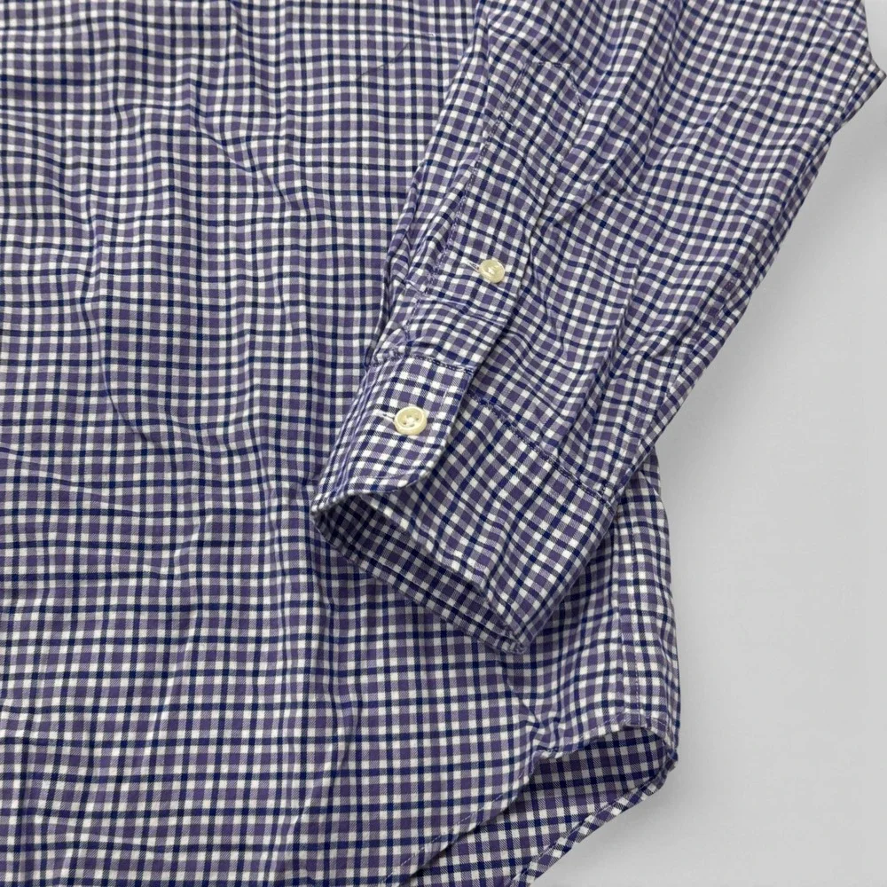 Polo Ralph Lauren Mens Gingham Button Down Shirt Long Sleeve Purple Large Cotton